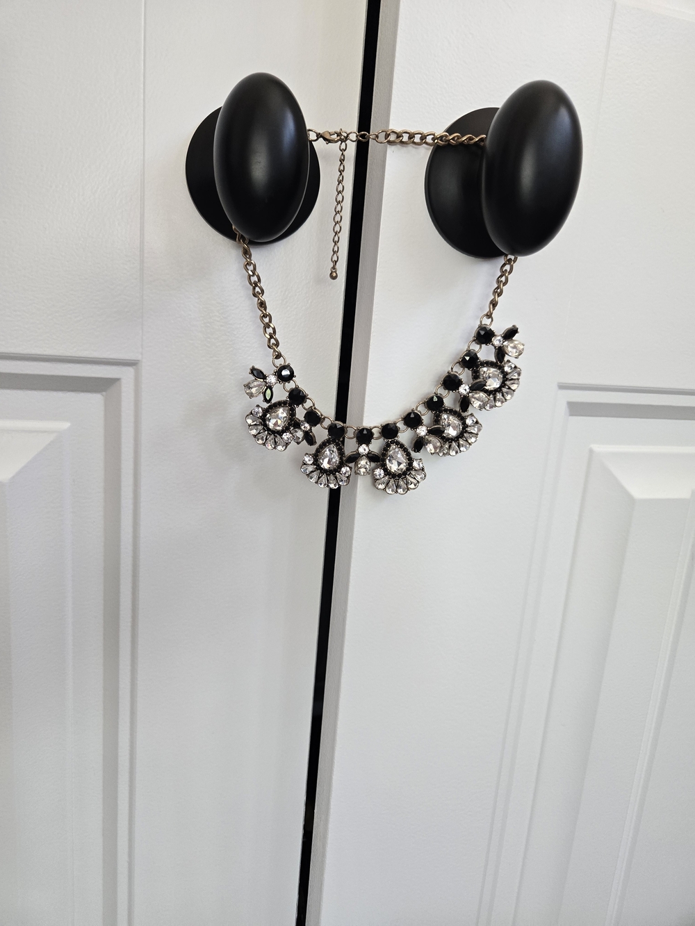 Crystal Statement Necklace - Black and Silver